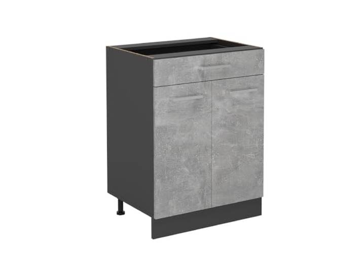 Vicco Küchenunterschrank R-Line, Beton, 60 cm 1 Schublade · Ohne Arbeitsplatte · Höhenverst. Füße · 2 Türen · Leichter Zugriff