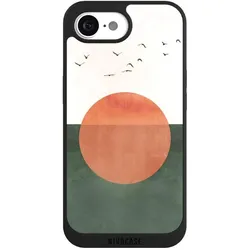Nivocase Handyhülle für Apple iPhone 16e Hülle NIVOpure Case Schwarz Sonnenschein Sonnenuntergang Vogel (Apple iPhone 16e), Smartphone Hülle, Schwarz