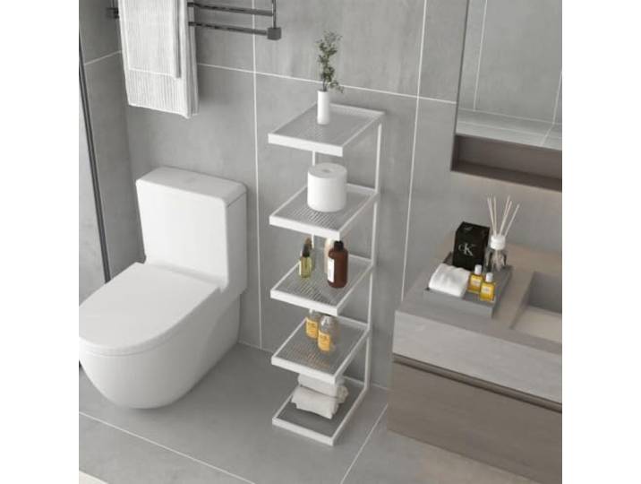 Weiwehome Schmales Organizer-Regal, moderner schmaler Beistelltisch Industrie Design, 2 Ablagen, platzsparend, vielseitig einsetzbar(White,47.2in*13.8in*7.9in)