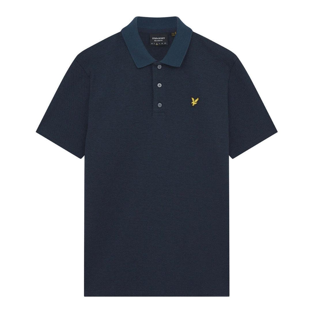 Lyle & Scott Muddy Navy Tonal Texture Polo