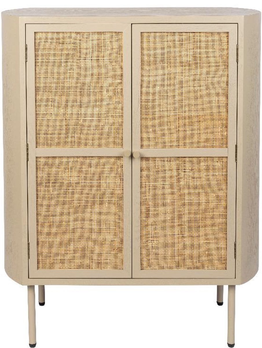 Puur Michelle lage wandkast beige met hout, rattan en metaal