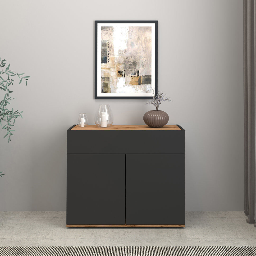 Web Furniture GARDA Sideboard Black 1,147.09cm H X 203.2cm W X 88.9cm D