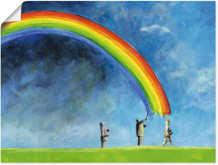 Poster ARTLAND Regenbogen malen , blau (farbe bild(er): blau), B:60cm H:45cm, Bilder, Poster, ohne Rahmen