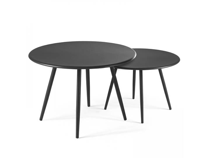 Oviala - Tables basses gigognes en métal rondes Ø50 et Ø40 cm - Par 2