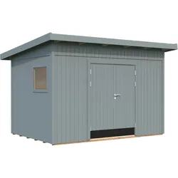 Palmako Gartenhaus Stig 8,2 m2- 16 mm hellgrau lackiert