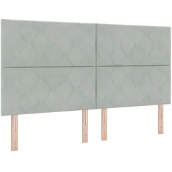 vidaXL, Boxspringbett, Boxspringbett Mit Matratze & Led Samt Hellgrau (180 x 200 cm)