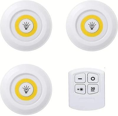 Drop Dash Deals LED Puck Light Wireless Under Cabinet Lighting Kit Perfect For Kitchen Counter, Cabinet & Wardrobe Lighting warm