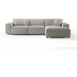 KAWOLA Sofa RANI Ecksofa Cord steingrau Recamiere rechts