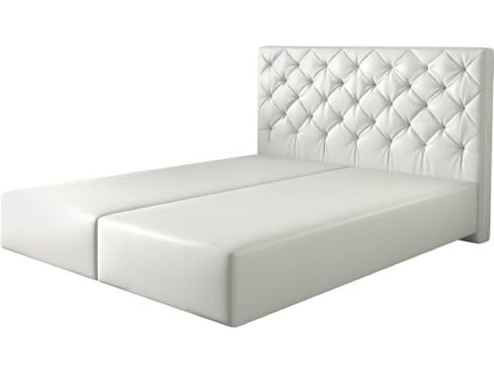 DELIFE Boxspringgestell Dream-Great Kunstleder Weiß 160x200 cm