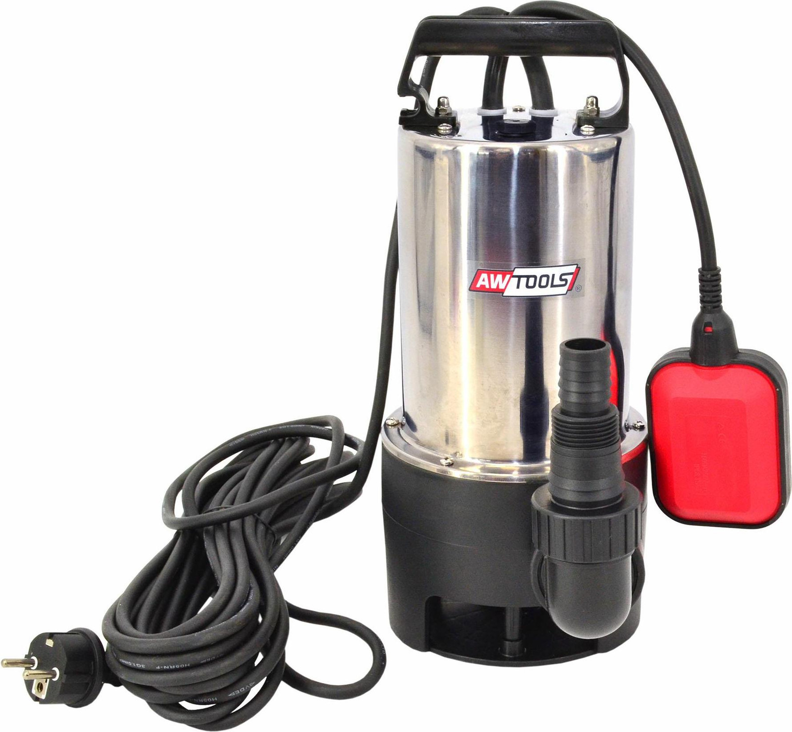AWTOOLS dompelpomp voor vuil water, roestvrij staal, met vlotter, 1100W