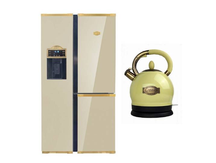 Kaiser Küchengeräte Side-by-Side Art Deco KS 90300 ElfAD Bio, 183 cm hoch, 91,1 cm breit, Kühl-Gefriergerät Side-by-Side Multi 9 Multifunktions+Wasserkocher