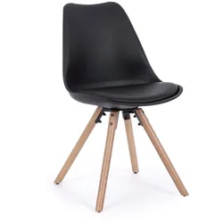 Stuhl New Trend 4er-Set, Kunstleder gepolstert, moderner Look, Gestell Buche natur, Schwarz