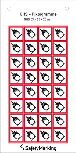 SafetyMarking 30.B1017 GHS-Gefahrenpiktogramm 03 Flamme über Kreis Folie selbstklebend (B x H) 20mm x 20mm 32St.