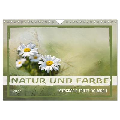 Natur und Farbe Fotografie trifft Aquarell (Wandkalender 2027 DIN A4 quer), CALVENDO Monatskalender