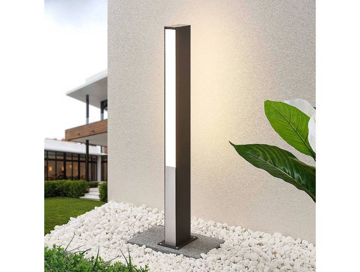 LED Wegeleuchte Aegisa Lucande, schwarz, Edelstahl, Modern