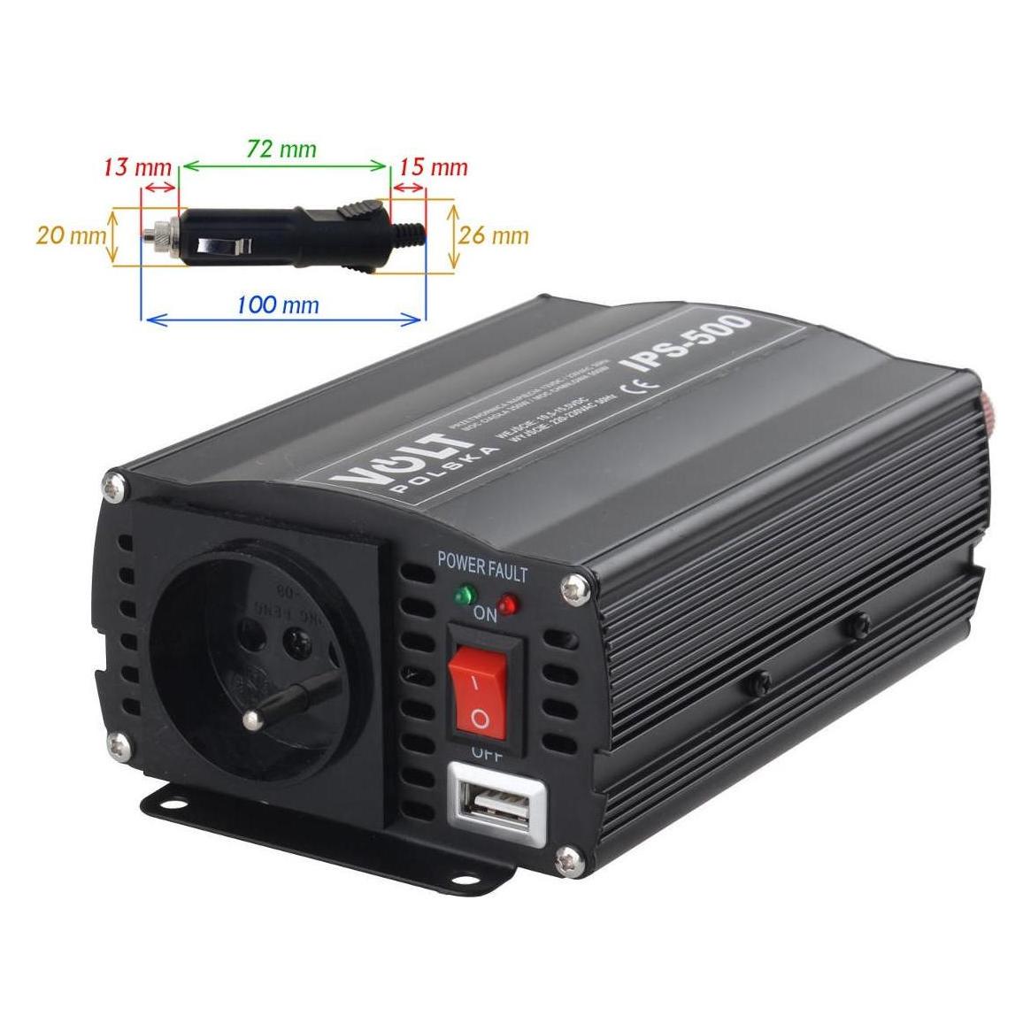 PRZETWORNICA VOLT POLSKA IPS-500 12V / 230V 350/500 W (IPS-500)