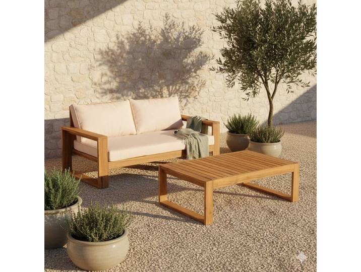 OUTLIV. Santa Cruz Loungeset inkl. Loungetisch Akazie/Polyester Sand