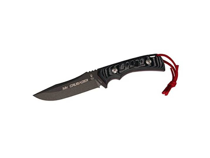 Muela Crusader-13M.N full tang Jagdmesser, Schwarze Micarta Griffe, 12,5 cm schwarze Klinge aus X50CrMoV15 Stahl. Messer + Mehrzweck-Geschenkkarte.