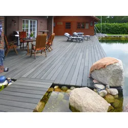 21x139 mm, "Die Kernige", WPC-Terrassendielen, Holzmaserung/fein, grau, Vollprofil