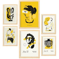 POSTER Set Mit 6 In Schwarzer Tinte Sexualität Von Der Griechischen Mythologie Inspirierte Drucke Für Innenarchitektur A3 & A4 Schwarzer Rahmen