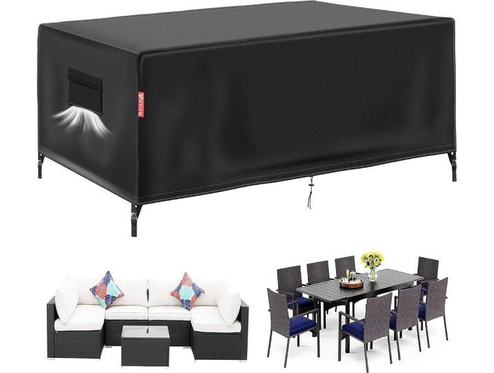 Abdeckung Gartenmöbel Winterfest 600D Oxford Wasserdicht Schwarz 123×123×74CM