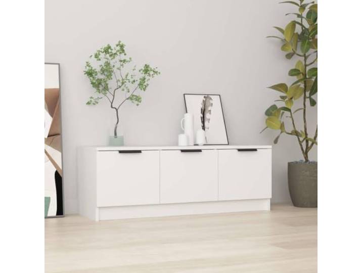 HEFZGDB Klassischer TV-Schrank Weiß 102x35x36,5 cm aus Holzwerkstoff mit Stauraum und robuster Oberplatte für Wohnzimmer
