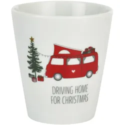 Krasilnikoff Happy Mug Becher Driving Home for Christmas, Camper, Ø 8.8, Höhe 10 cm