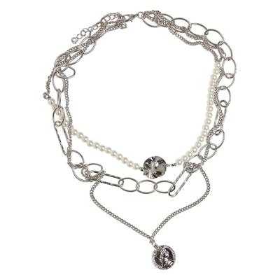 Edelstahlkette URBAN CLASSICS "Urban Classics Unisex Ocean Layering Necklace", silber, Halsketten, Herren, onesize, Eisen, Edelstahlkette