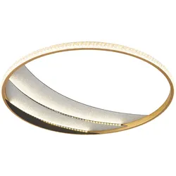 Deckenleuchte Deckenlampe Esszimmerlampe gold schwarz Kristalle CCT Tageslicht, Aluminium Kunststoffkristalle Metall, 1x LED 40W 2438lm warmweiß-kaltweiß, DxH 52x6 cm