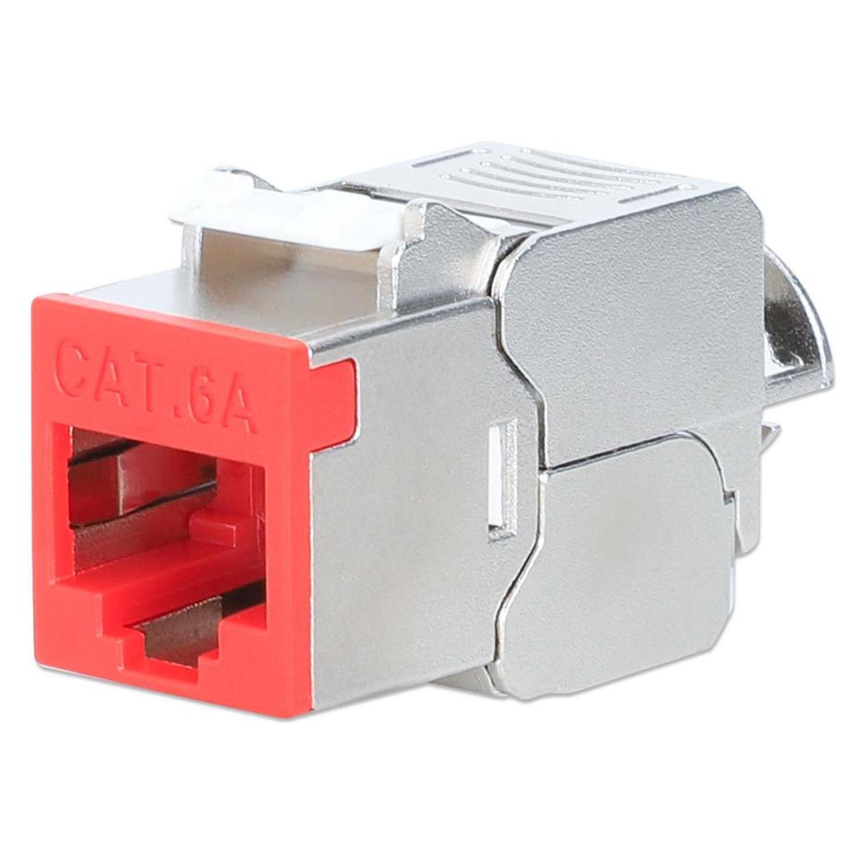 Intellinet Cat6a 10G Slimline Keystone-Modul, geschirmt und werkzeuglos, rot (Keystone Modul) (791311)