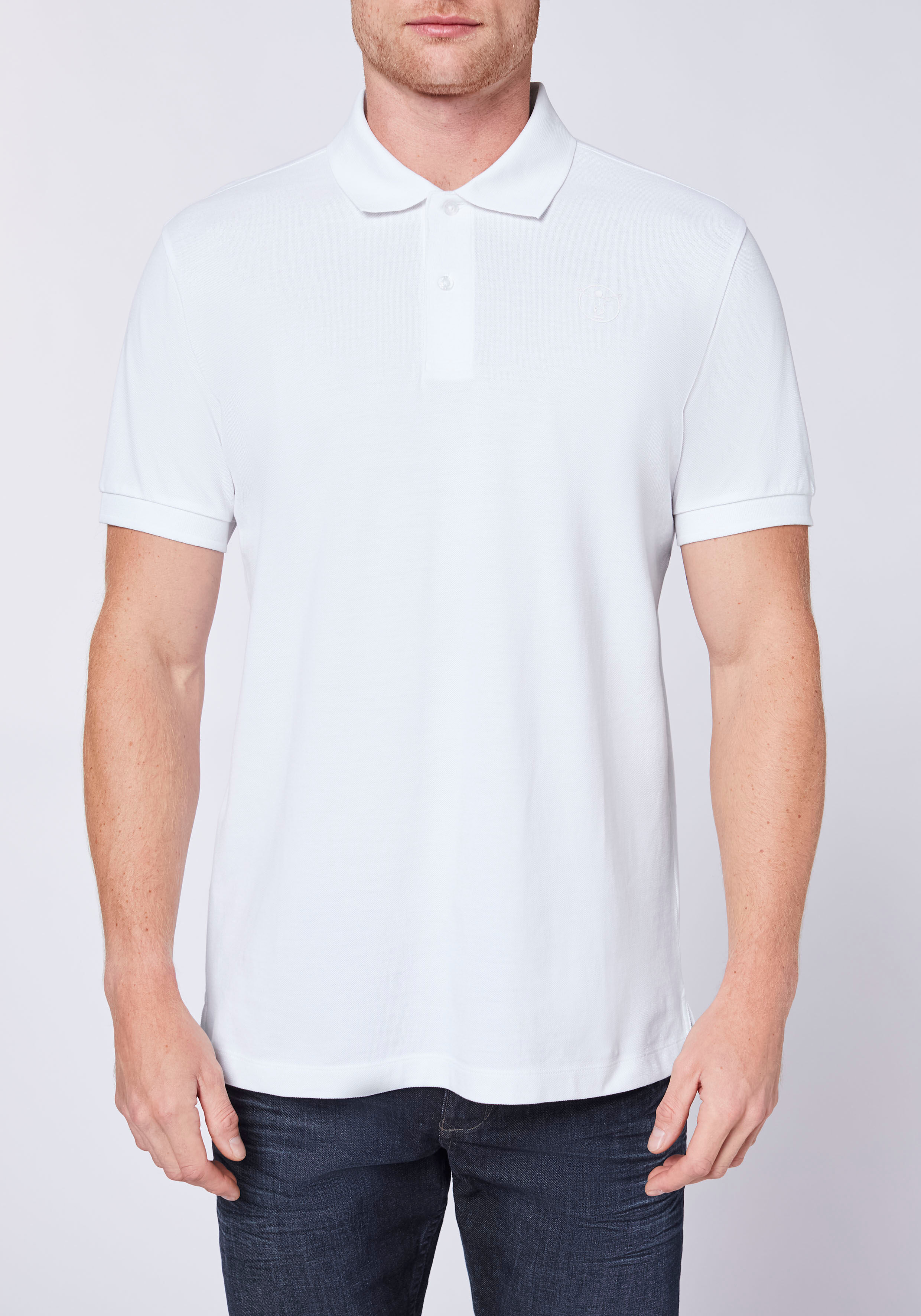Poloshirt CHIEMSEE, Herren, Gr. M (48/50), weiß (hellweiß), 100% Baumwolle, unifarben, regular fit, ohne Ausschnitt, gerader Abschluss, Shirts Poloshirt, - ideal für Sport & Freizeit