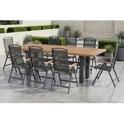 HARTMAN Sondermodell Yasmani/Raffaelo Garten-Essgruppe, xerix, Alu/Teakholz, 240x100cm, 8 Klappstühle