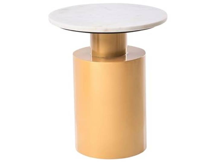 Beliani Beistelltisch Gold Eisen Rund aus Elegant Metall, Metallglanz, Belastbarkeit 6 kg, 40 x 40 x 47 cm