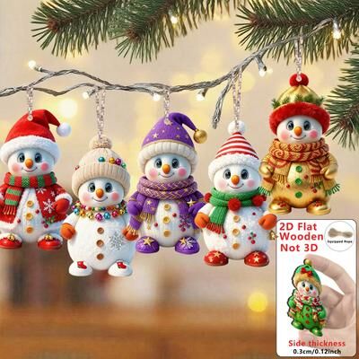 Modern Home Fixes Wood Cartoon Xmas Tree Hanging Ornament Cute Christmas Snowman Pendants Wood Cartoon Xmas Tree Hanging Ornament Cute Christmas Snowman Pendants