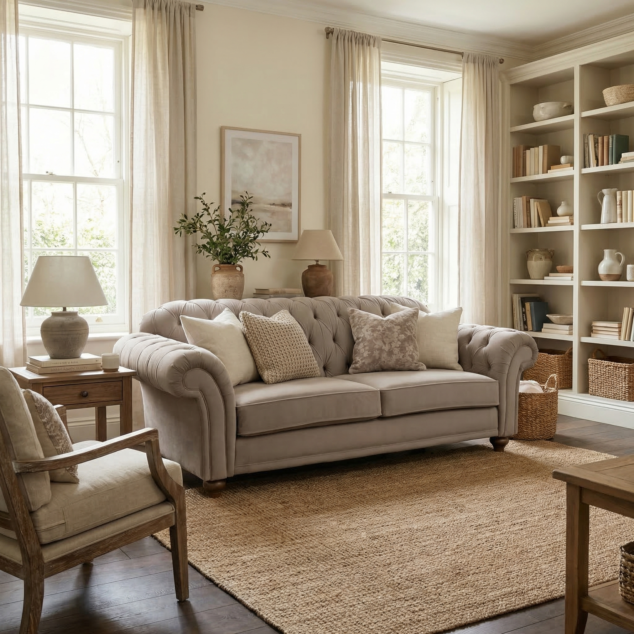 Sofa Style Chesterfield 2 Seat Velvet Sofa in Mink