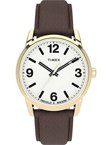 Timex Easy Reader heren horloge met bruine armband, 38mm