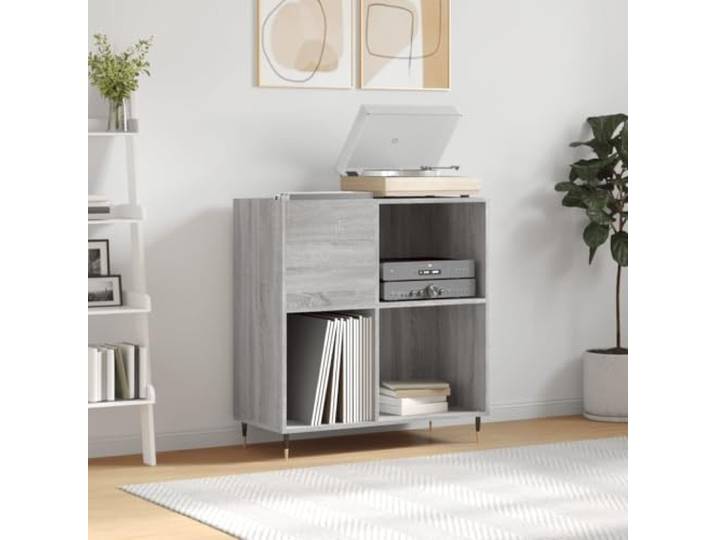 Xolmizyn Plattenschrank Vinylregal LP Aufbewahrung aus Holzwerkstoff 84,5x38x89 cm Grau Sonoma