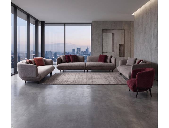 JVmoebel Polstergarnitur Premium Sofa Minimalistisch Grau mit Kissen Couch Möbel, (4-tlg), Made in Europa