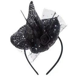 Mini-Hexenhut "Spinnennetz", schwarz/silber