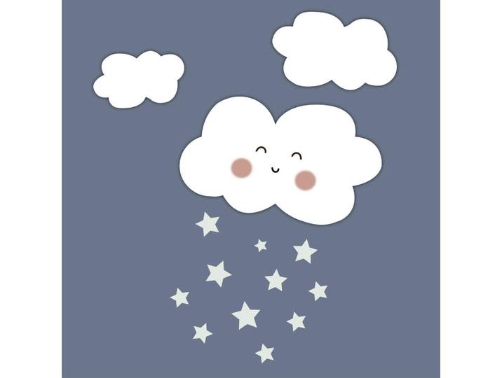 Babywanddeko Raining Stars, Blau, Metall, 60x60x3 cm, Babymöbel, Kinderzimmer-Deko, Babyzimmer Wanddeko