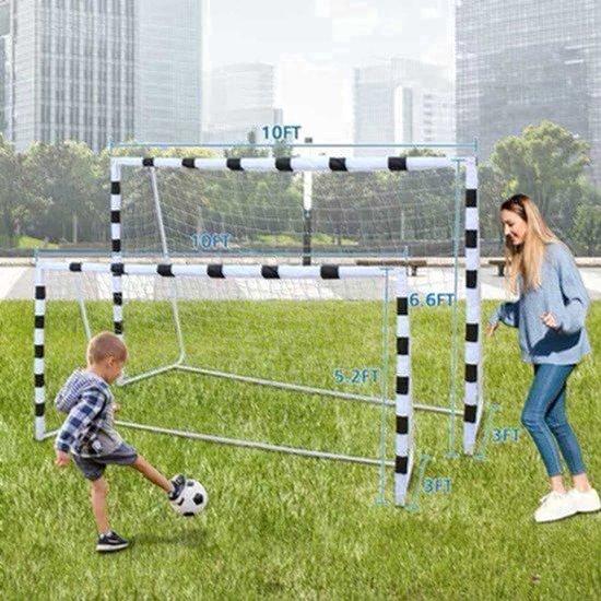 Fußballtor, 305 x 201 cm, Schwarz-Weiß - Tragbares Jugendfußballtor - Stahl und Glasfaser - Für den Außenbereich und den Garten - Aufstellbares Tor