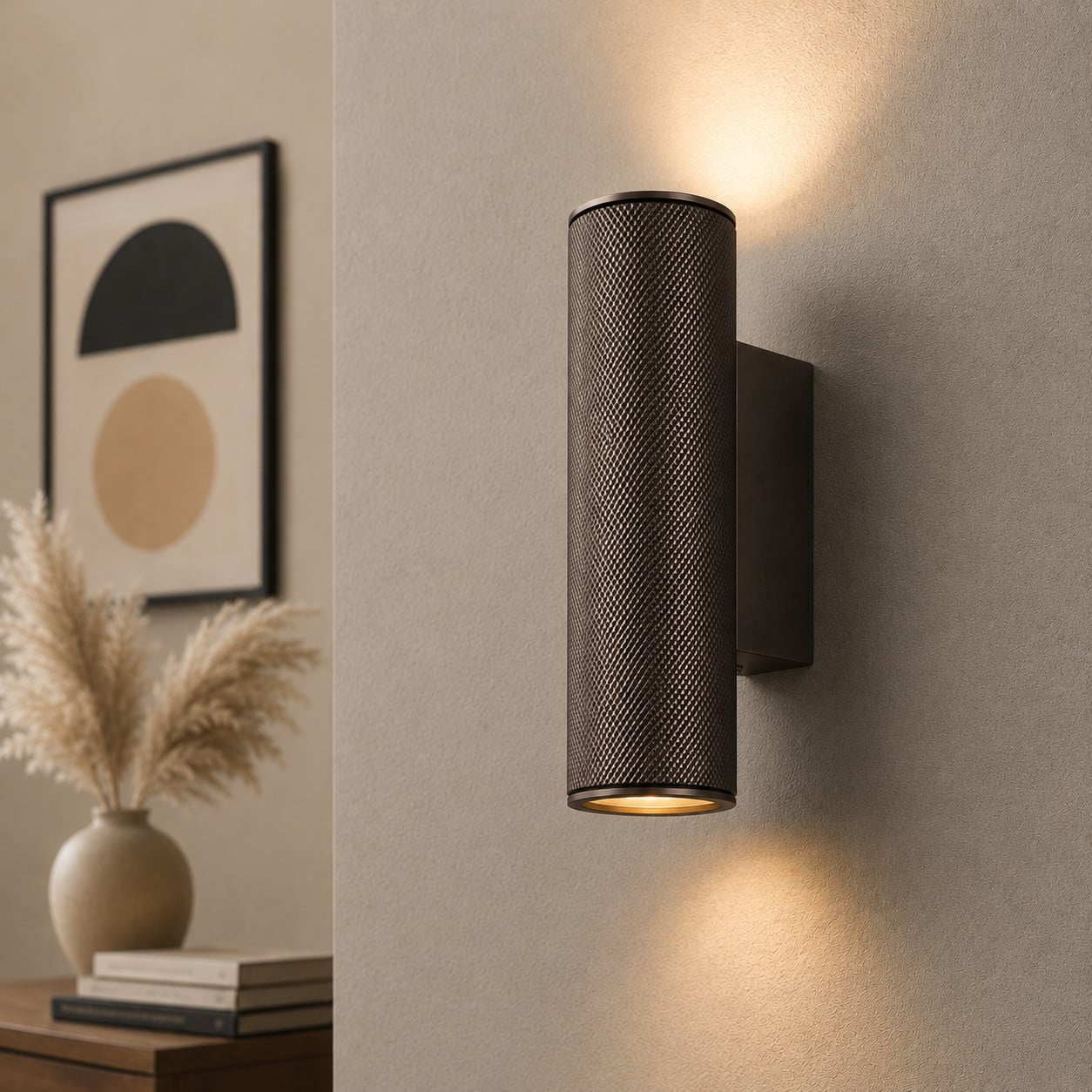 Artdelight Wandspot Rocco Bruin met zwart aluminium