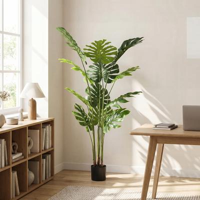 YVANLA Artificial Plant Fake Tropical Potted Tree Faux Floor Plant
