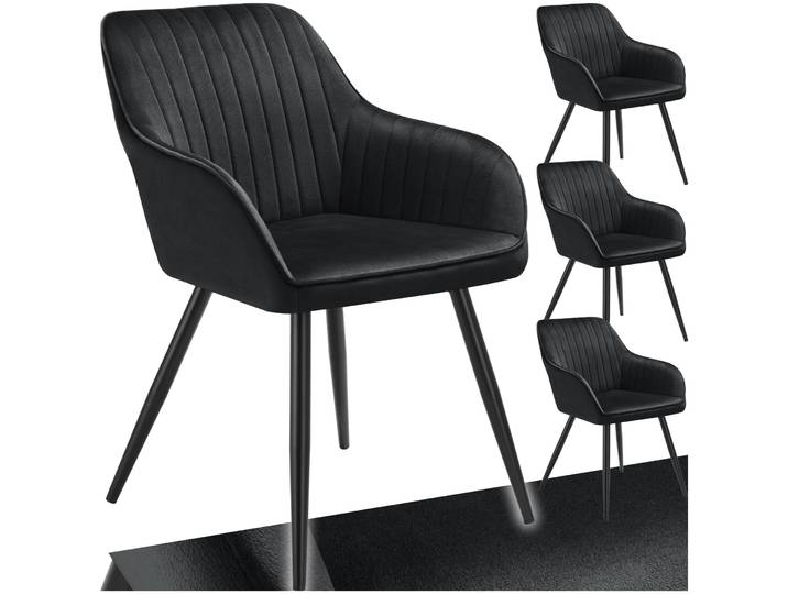 Stuhl Marilyn, Samtoptik, gesteppt - schwarz/schwarz, 4er Set