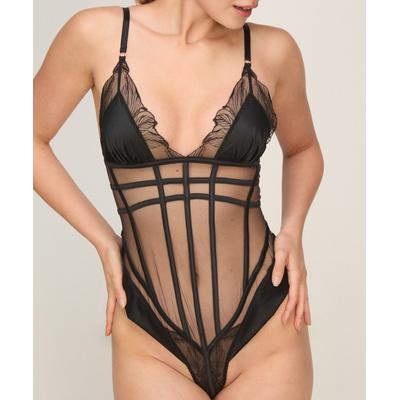 Body HUNKEMÖLLER "Body Ellen", Damen, Gr. M, schwarz, 67% Polyamid, 20% Polyester, 13% Elasthan, Bodys Body