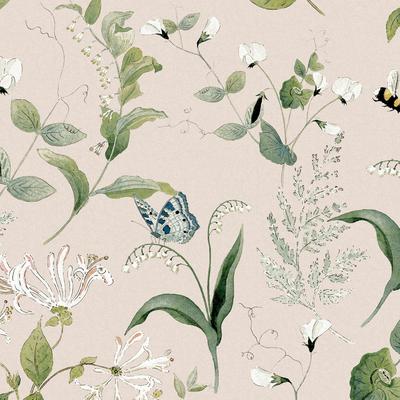 Sophie Allport Wild Floral Rutland Stone Wallpaper - N/A