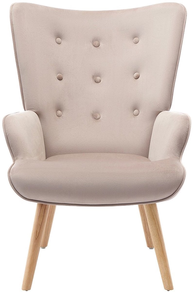VATELY Fauteuil van beige velours in Scandinavische stijl