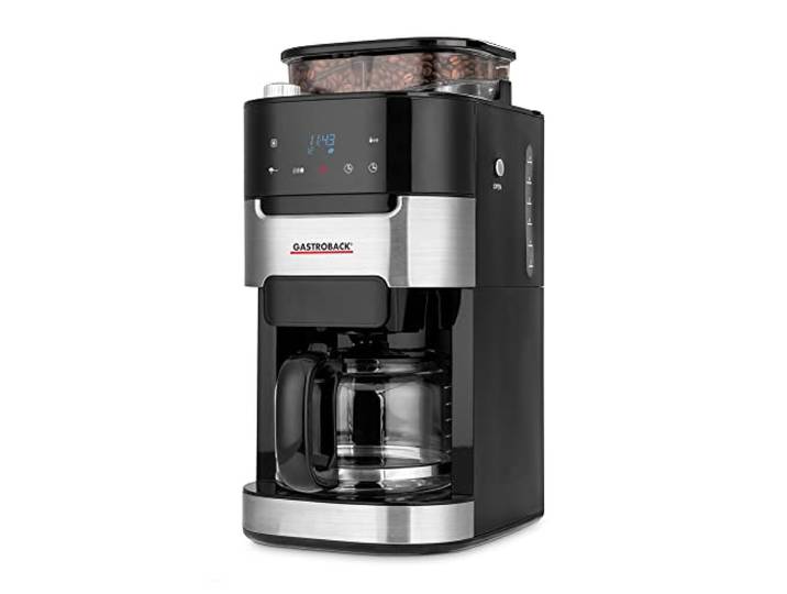 GASTROBACK 42711 Kaffeemaschine Grind & Brew Pro, Filterkaffeemaschine mit integriertem Mahlwerk, Kegelmahlwerk mit 8 Mahlstufen, Soft-Touch LCD-Display, plastic