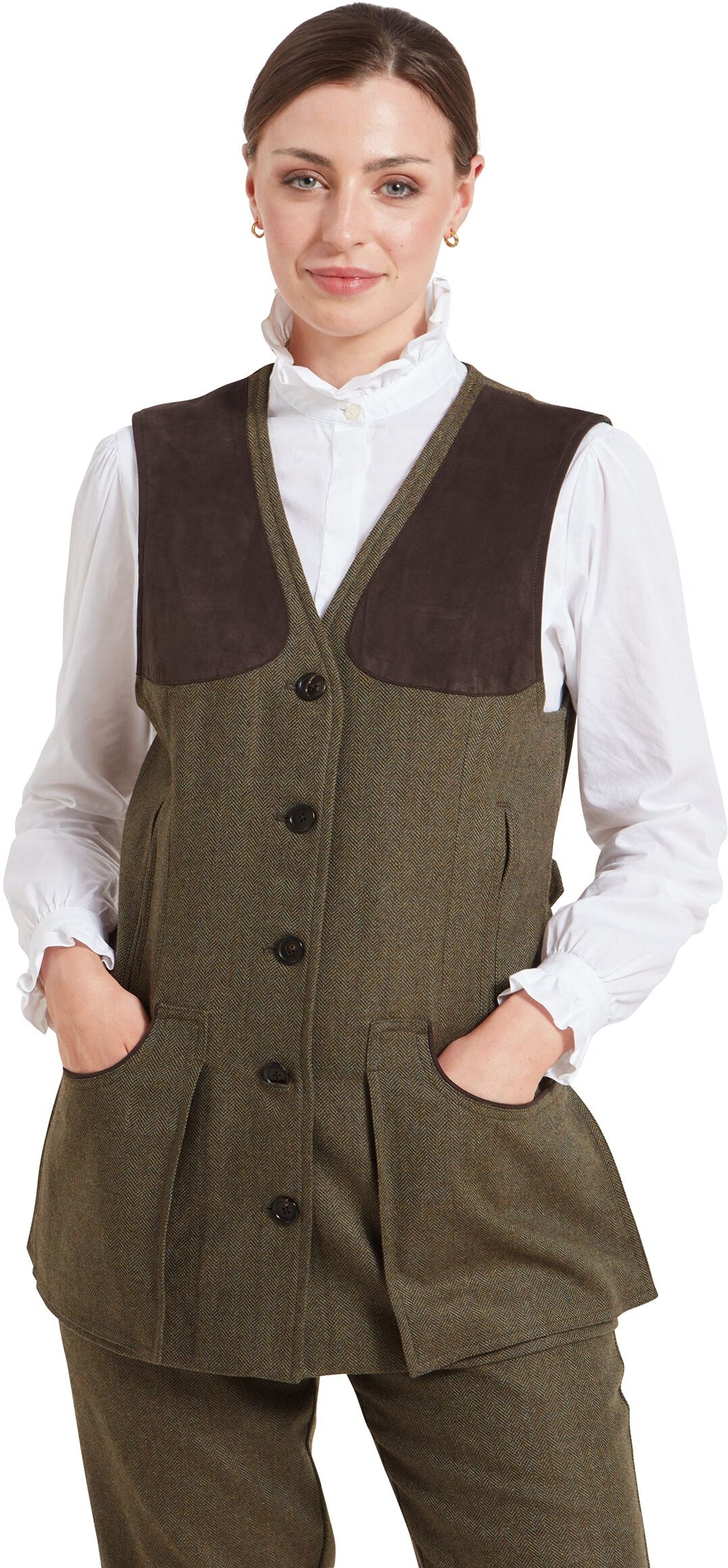 Schöffel Country Women's Tweed Shooting Vest - Green - Size UK12 - Women