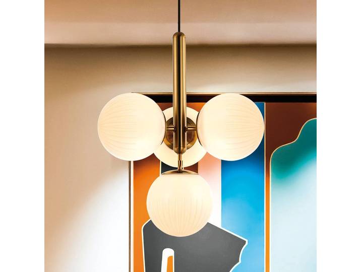 Viokef Glas Hängelampe Jolin, dimmbar, weiß / opal, für Wohn- / Esszimmer, Glas, Pendelleuchte